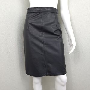 Vintage Lord & Taylor Black Womens Leather Pencil Skirt Size 6